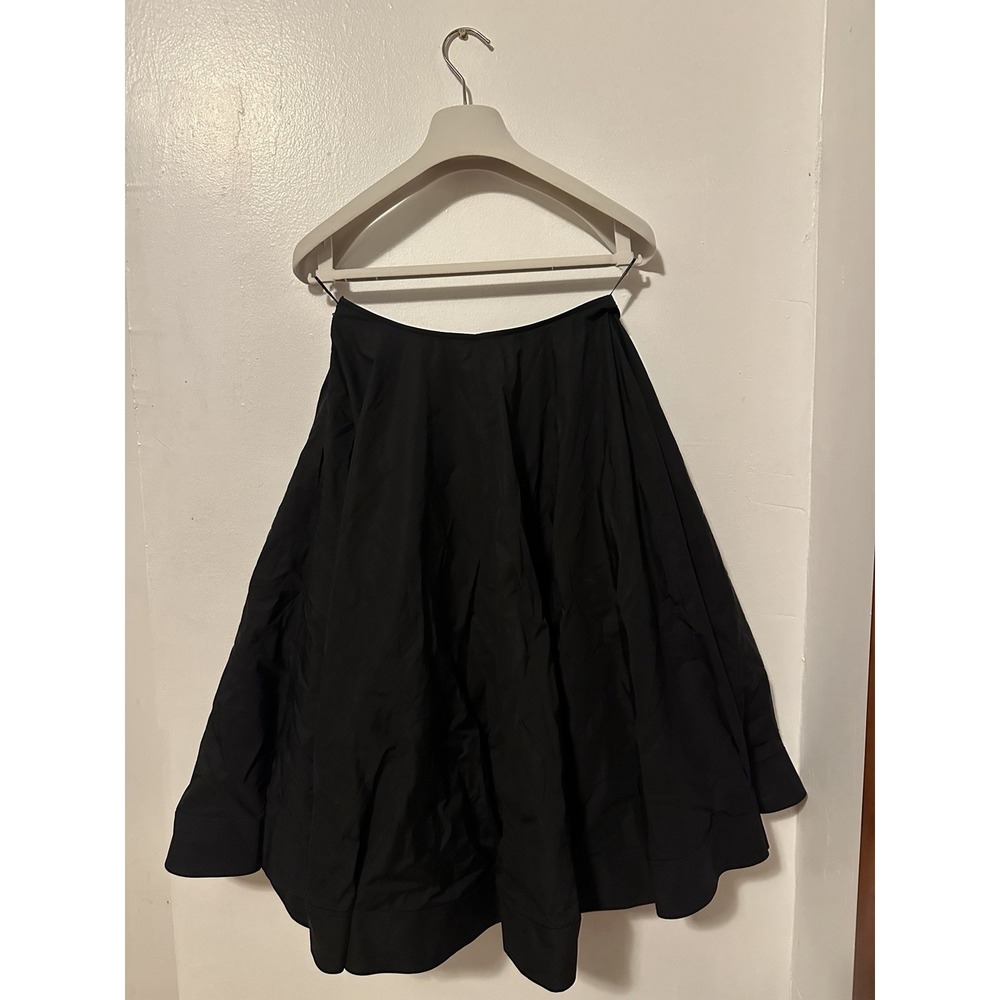 Loewe Black Cotton Taffeta A-Line Midi Skirt Size 4 Zip Closure - Picture 4 of 7